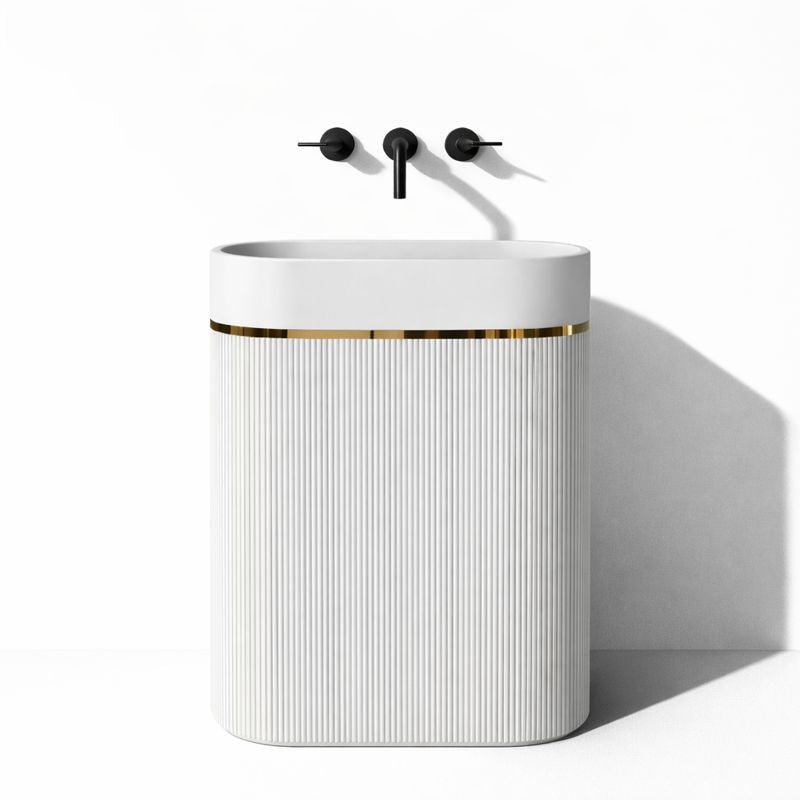 Oval Shaped Artificial Stone Freestanding Basin