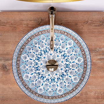 Zinarch Vintage Blue Morrocan Sink