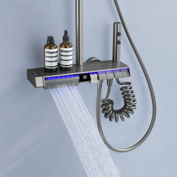 Zinarch Thermostatic Shower System with 5 Water Modes