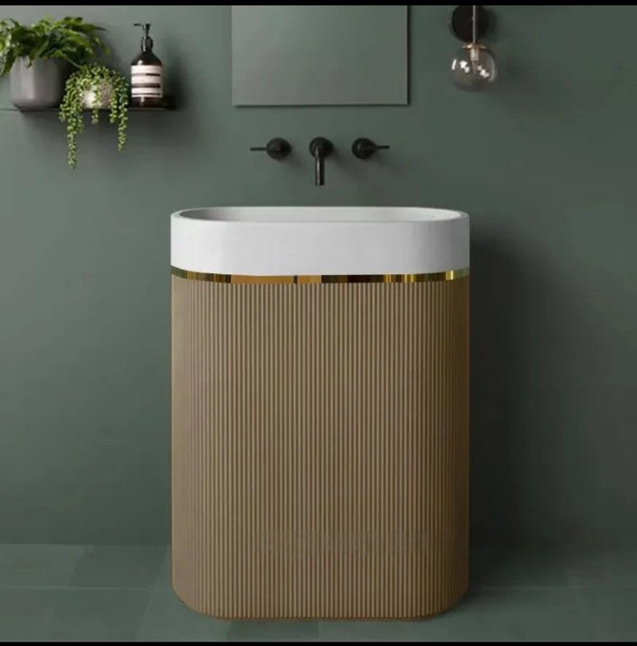 Oval Shaped Artificial Stone Freestanding Basin by Zinarch