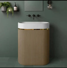 Oval Shaped Artificial Stone Freestanding Basin by Zinarch