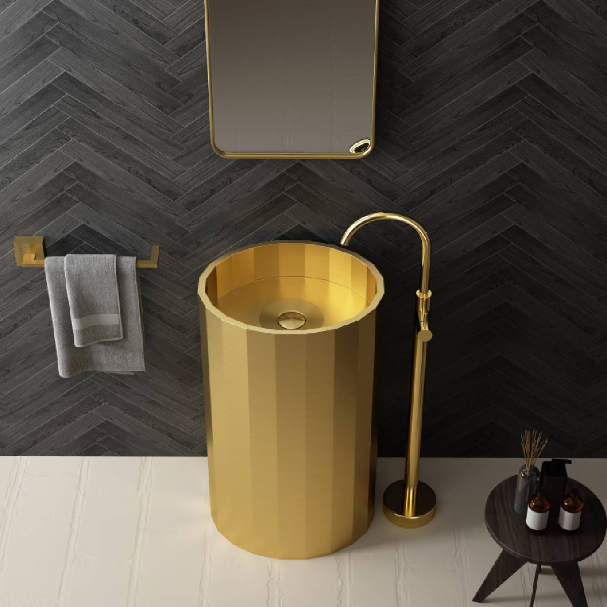 Stainless Steel Polygonal Freestanding Washbasin