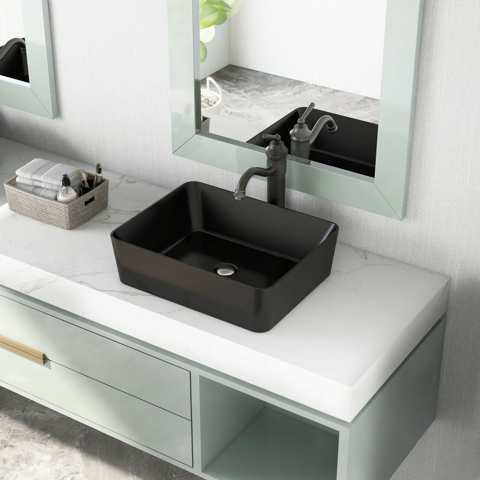 Black Rectangle Vessel  Basin
