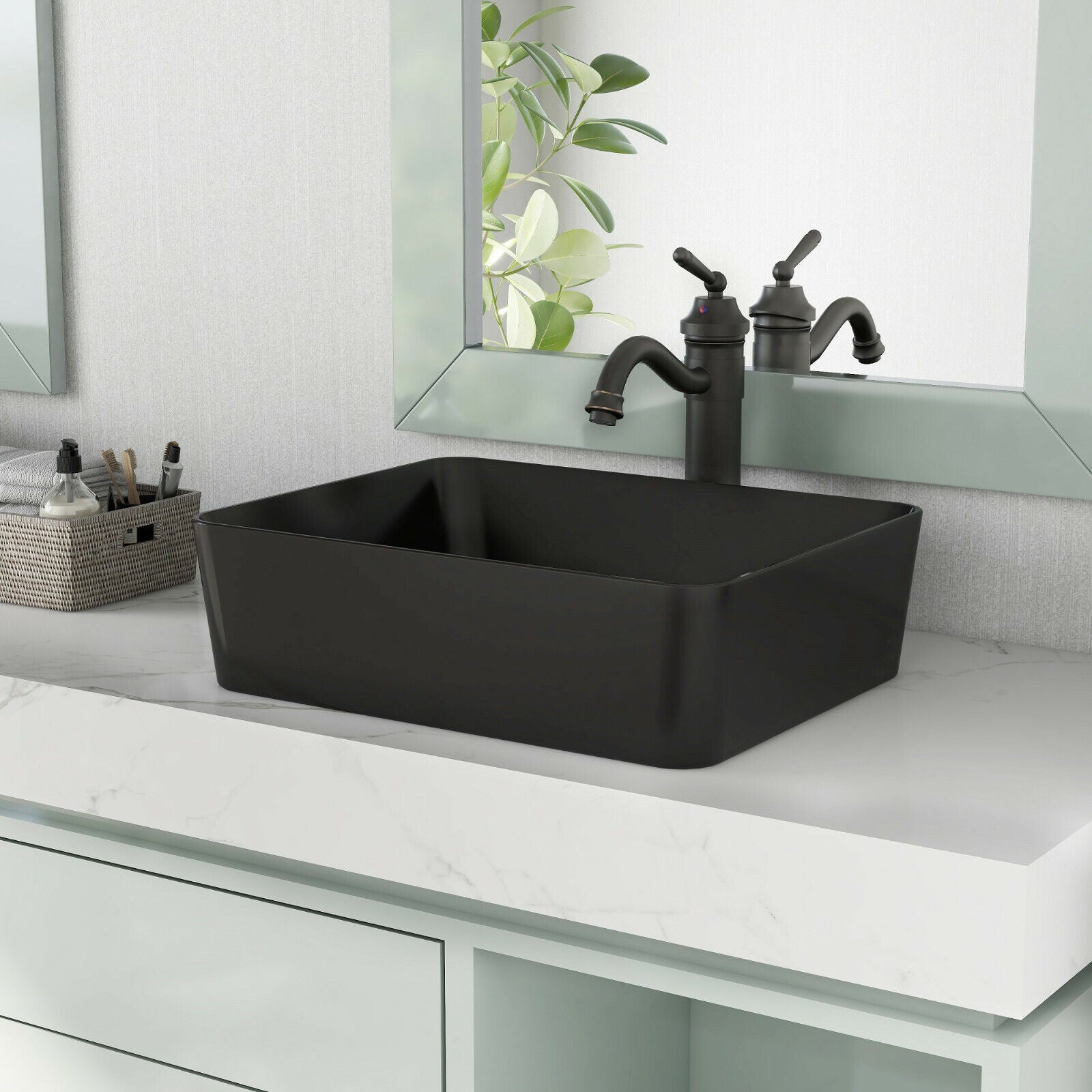 Black Rectangle Vessel  Basin