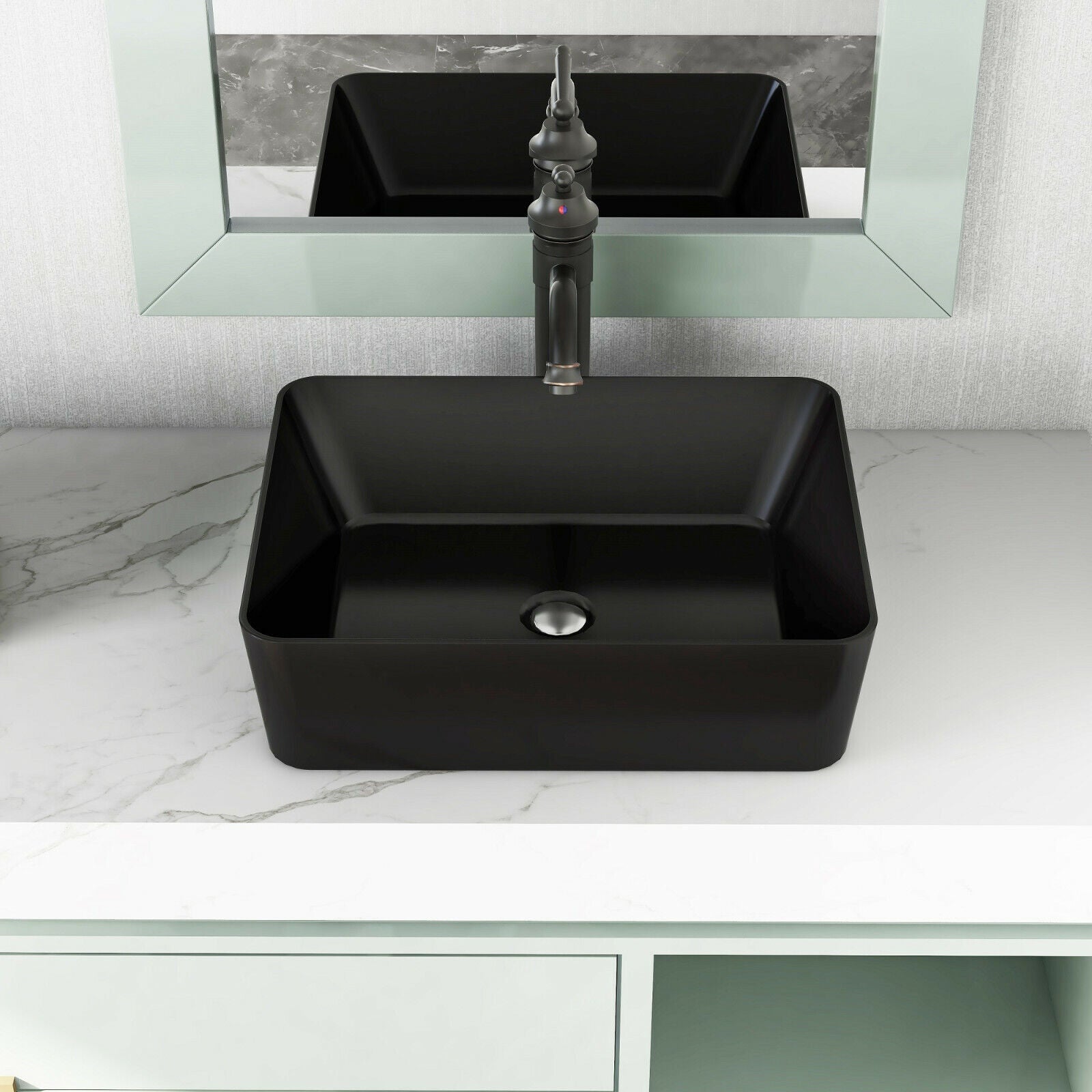 Black Rectangle Vessel  Basin