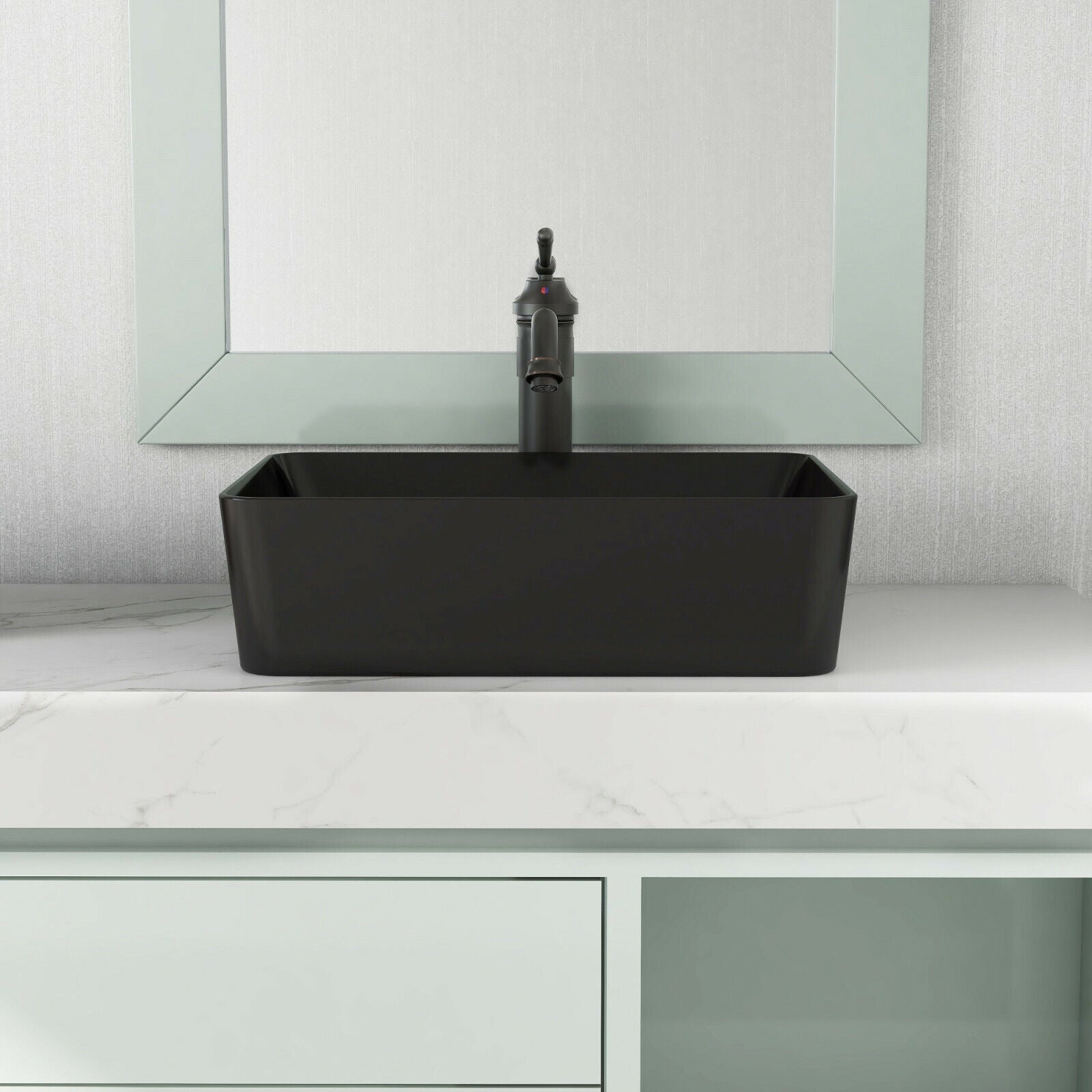 Black Rectangle Vessel  Basin