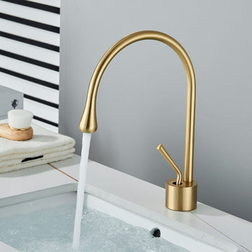 Zinarch Single Lever Basin Sink Mixer Connecting Hoses and Installation kit (Drop Gold)